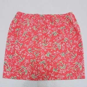 Lily Pulitzer; L, Pink Stretchy Skirt, with Palm Trees